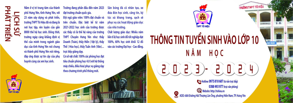 THÔNG TIN TUYỂN SINH VÀO LỚP 10 NĂM HỌC 2023 - 2024